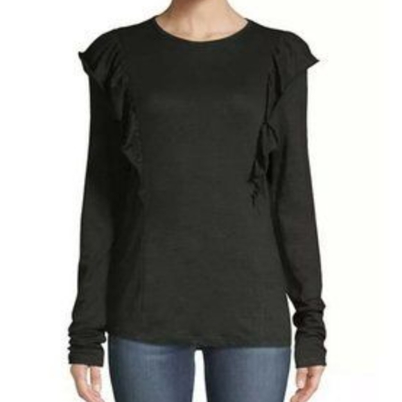 size S H&M black Scooped Ruffled Blouse - Picture 8 of 8